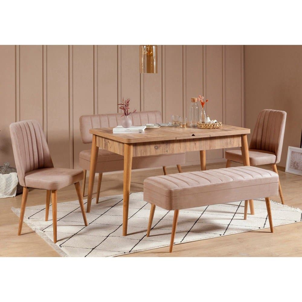 Jedálenský set s rozkladacím stolom a stoličkami (5 kusov) Vina 0900 - 4 - Atlantic, Stone 1