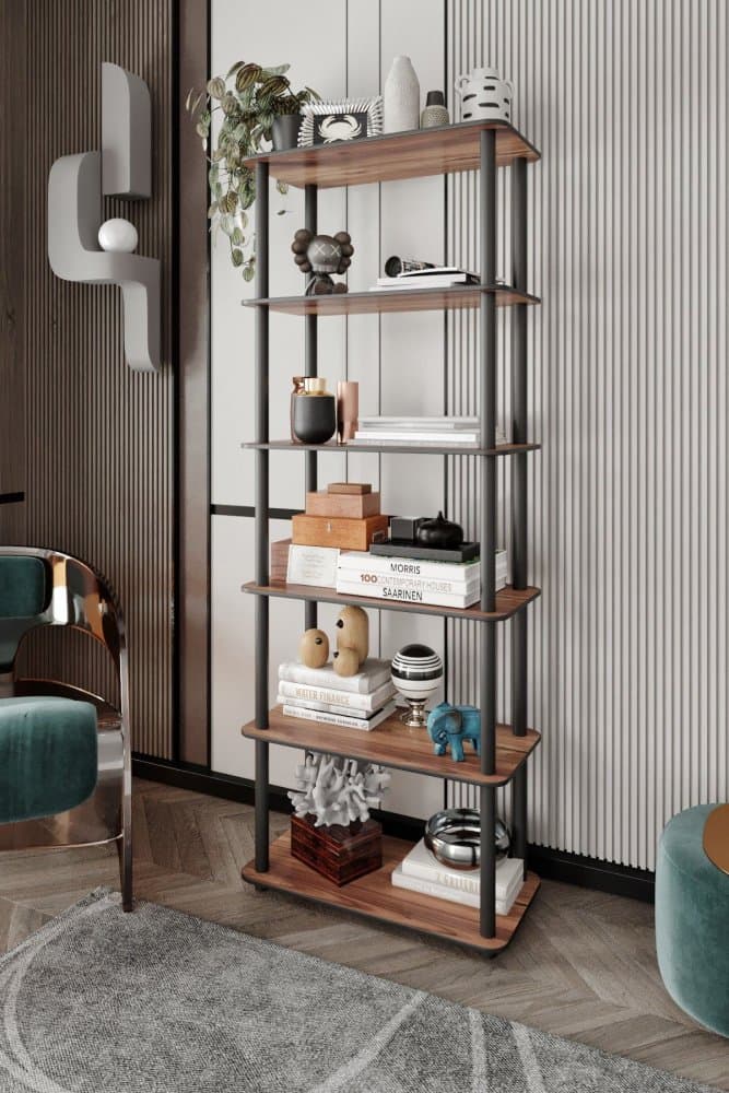 Knižnica Bookcase 6 Rect - Walnut