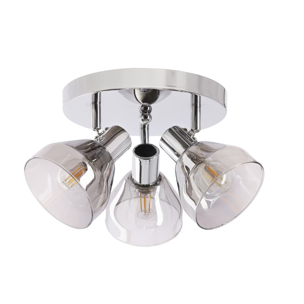 GRAZIA lampa sufitowa plafon chromowy 3x40W E14 klosz dymiony