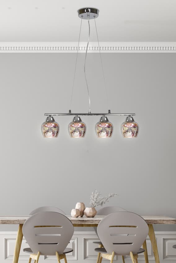 Nastaviteľná závesná lampa s chrómovým 3D tienidlom zo skla Sirius 1