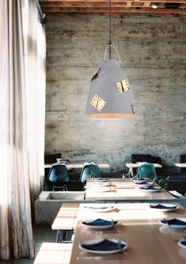 Závesná stropná lampa 1X60W E27 sivá + zlatá PATCH 1
