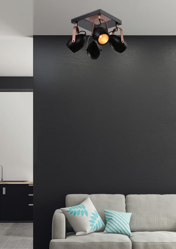 Čierno-medená nastaviteľná stropná lampa E14 4x40W Anica 1