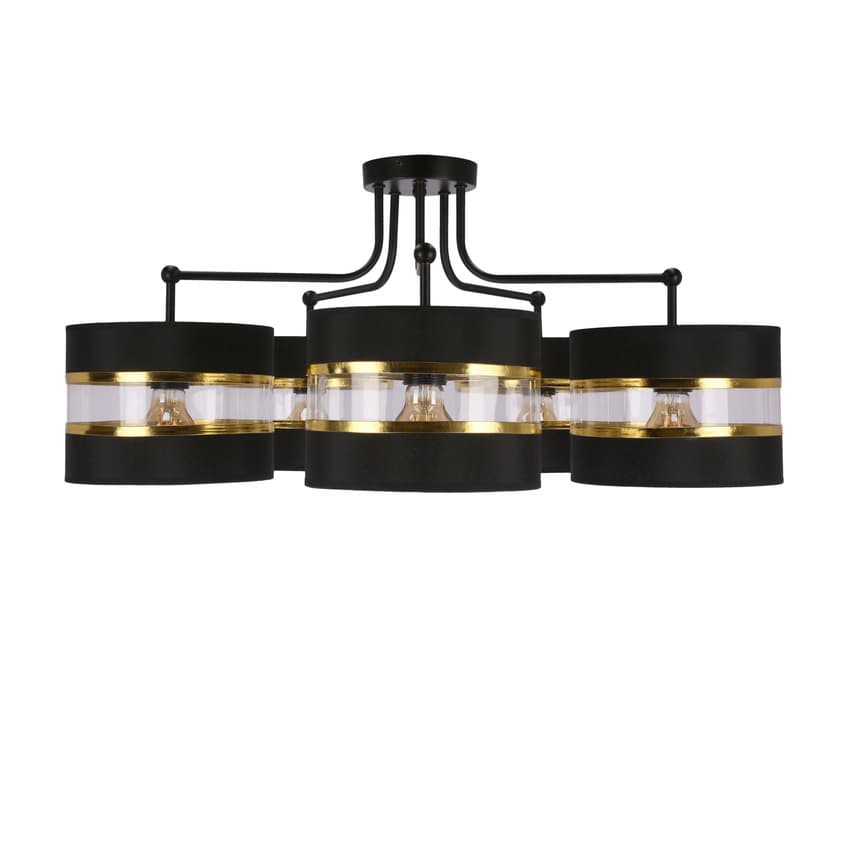 Závesná lampa Andy čierna, tienidlo E27, čierne+zlaté 1