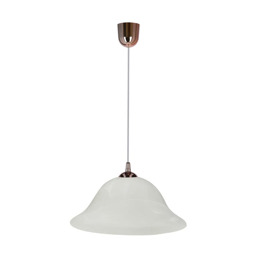 Závesná lampa Vera s medeným povrchom, 1x60W, E27, alabastrové tienidlo 1