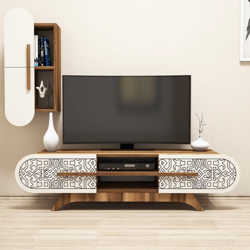 TV skrinka / Obývacia stena Defne - Walnut, Cream 1