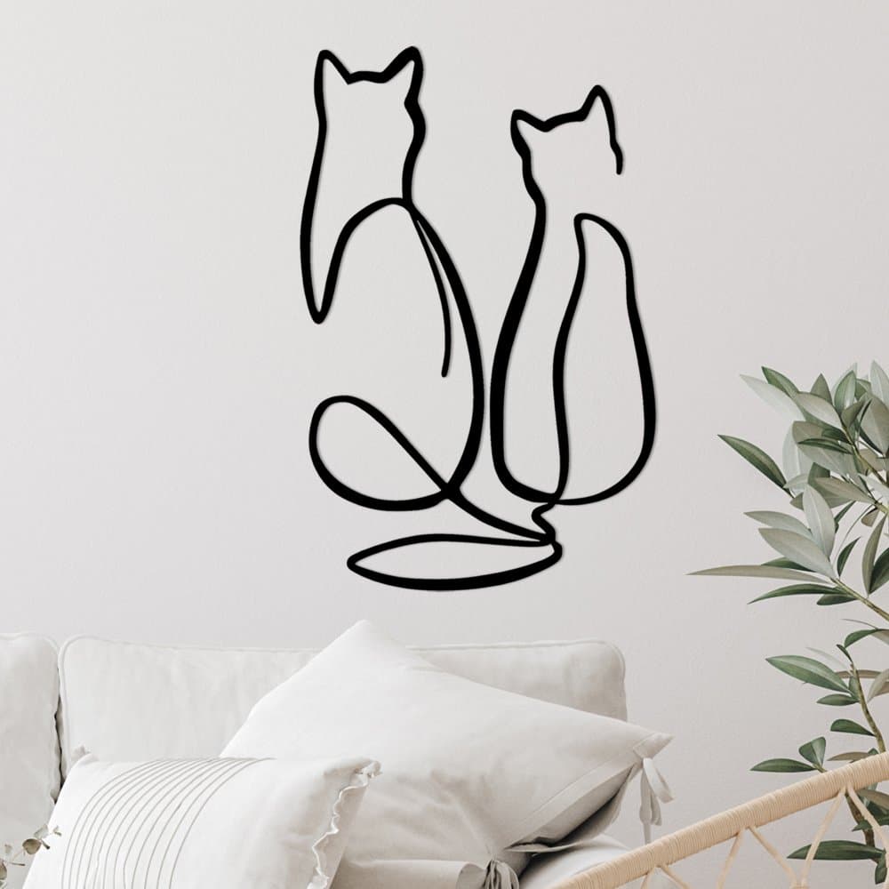 Dekoratívny kovový doplnok na stenu Couple Cat Love 1