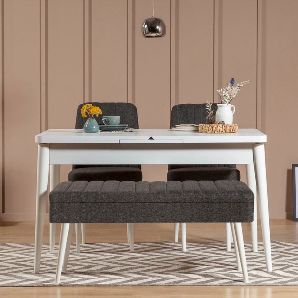 Jedálenský set s rozkladacím stolom a stoličkami (4 kusy) Vina 1053 - 3 - Anthracite, White 1
