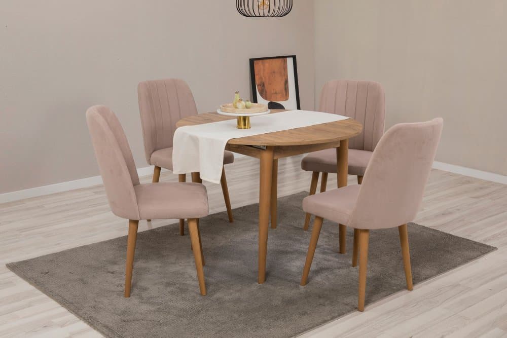 Jedálenský set s rozkladacím stolom a stoličkami (5 kusov) Vina 0900 - Atlantic Pine, Stone
