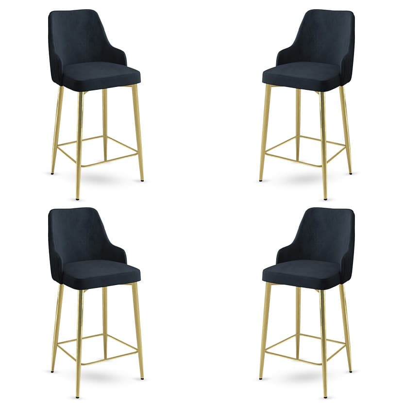 Bar Stool Set (4 Pieces) Enox - Anthracite, Gold 1