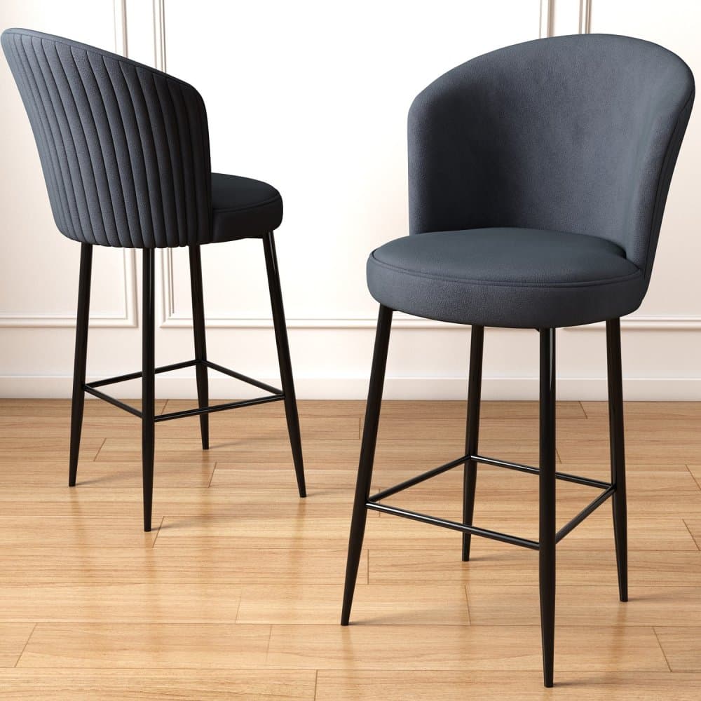 Bar Stool Set (6 Pieces) Fora - Anthracite, Black 1