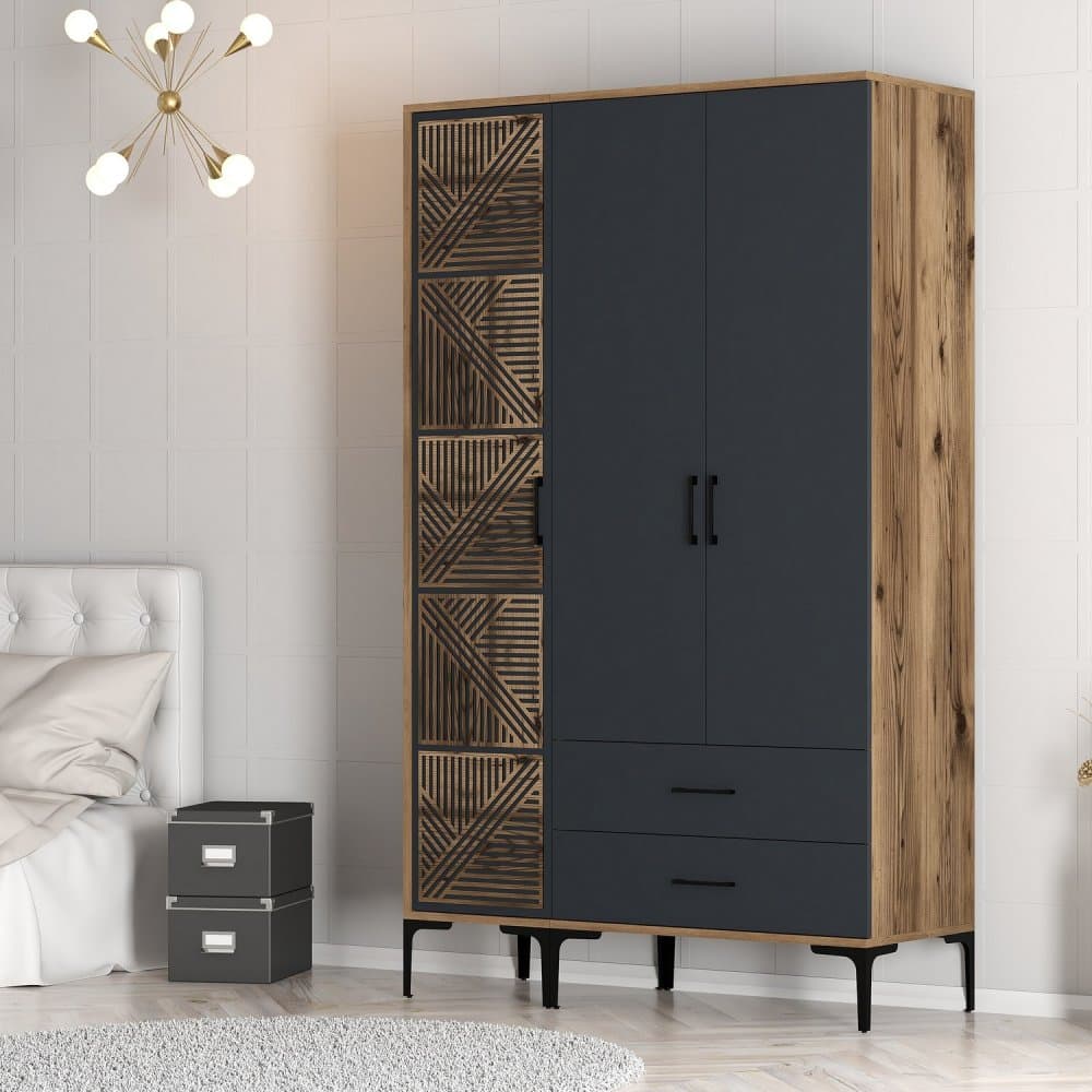 Šatníková skriňa Kumsal PT - Walnut, Anthracite 1