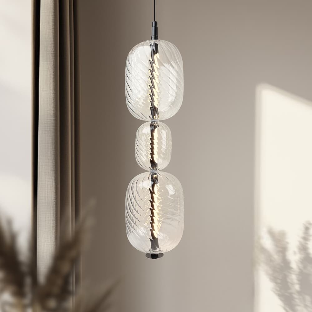 PLAYA lampa wisząca czarny 12W LED 3000K klosz bezbarwny 1
