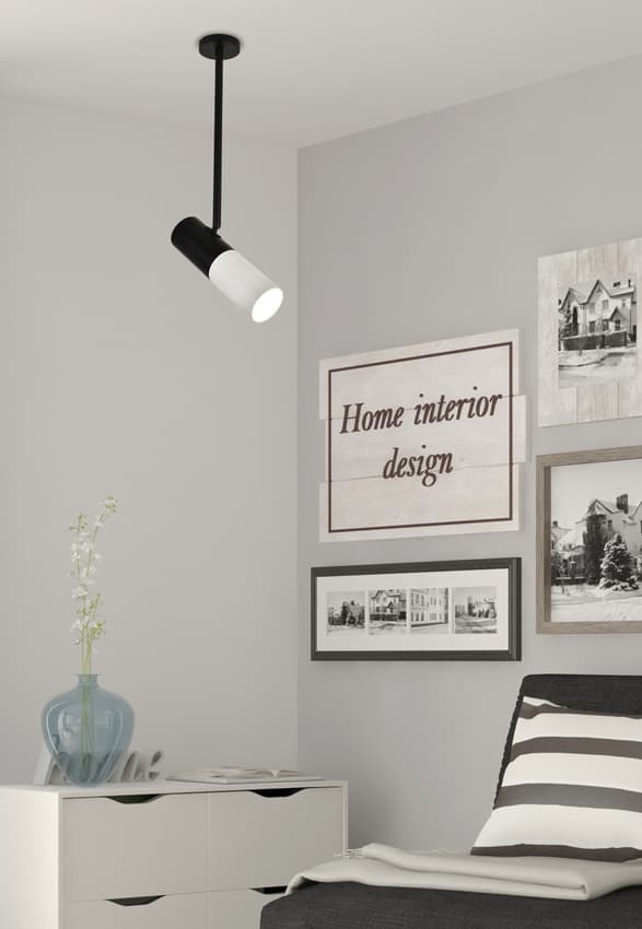 Nastaviteľná trubicová závesná lampa, čierna a biela