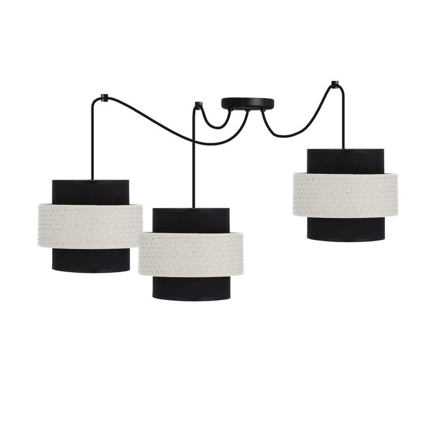 Závesná lampa Benta P čierna 3x40W E27 tienidlo čierna+krémová 1