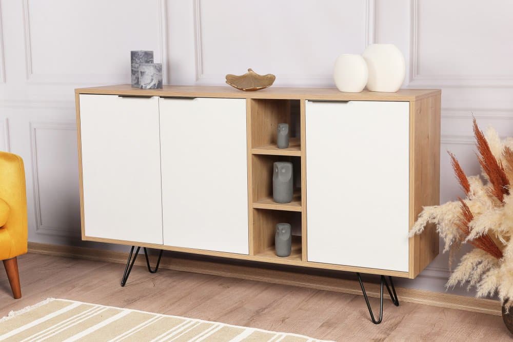 Konzolový stolík Clara Console - Oak, White 1