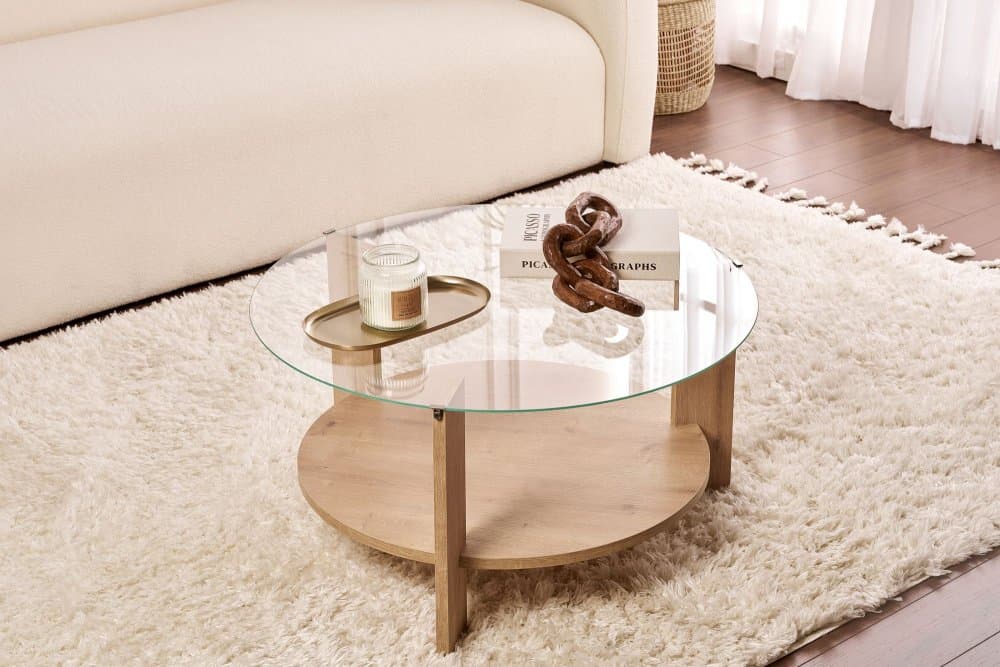 Konferenčný stolík Clara - Sapphire Oak, Transparent 1