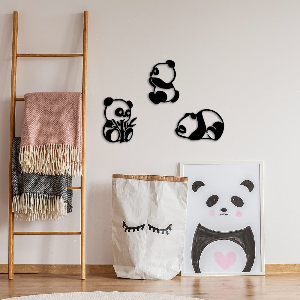 Dekoratívny kovový doplnok na stenu Pandas - 298 1