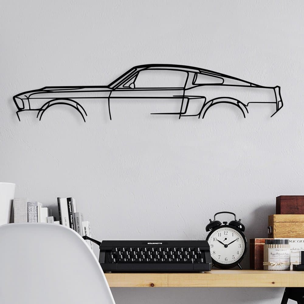 Dekoratívny kovový doplnok na stenu 1967 FORD MUSTANG SHELBY GT500 Silhouette