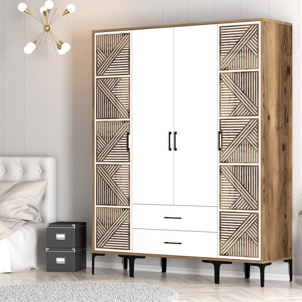 Šatníková skriňa Kumsal PTP - Walnut, White 1