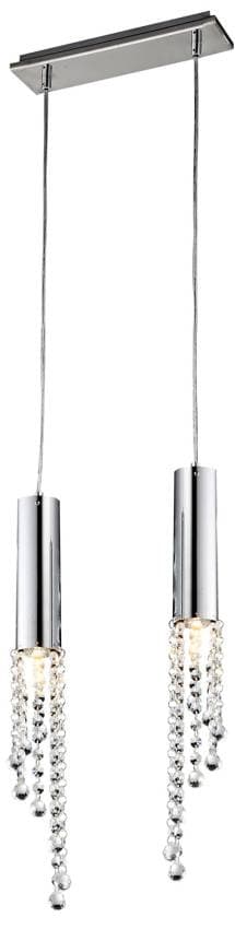 Závesná stropná lampa chrómová teplá LED 2x3W + žiarovky Duero
