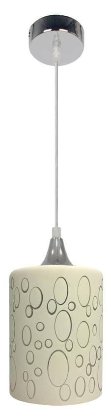 Závesná lampa chrómová + tienidlo z krémového skla E27 piesková