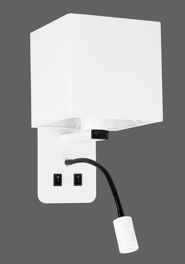 Biela hotelová nástenná lampa s LED lampou na čítanie Magnum