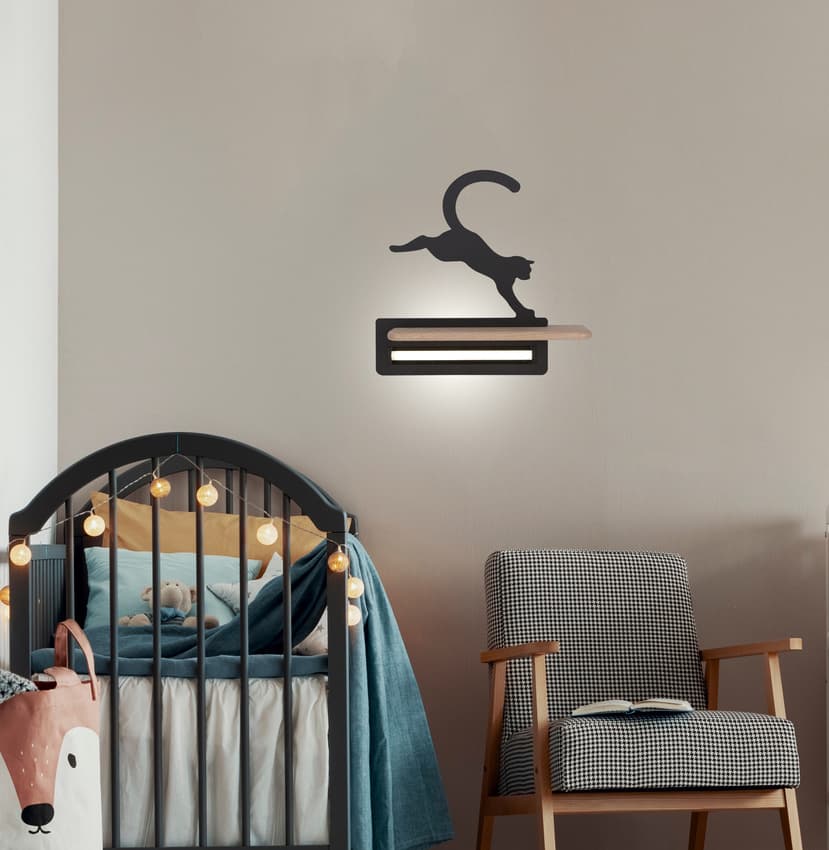 LED 5W detská nástenná lampa čierna mačka skákajúca mačka 1