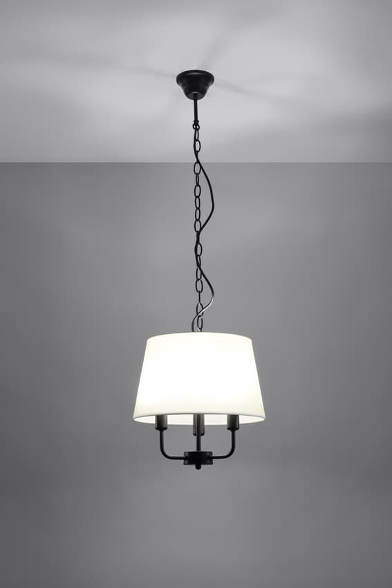 Závesná lampa Pasteri matná čierna 3x40W e14 béžové tienidlo 1