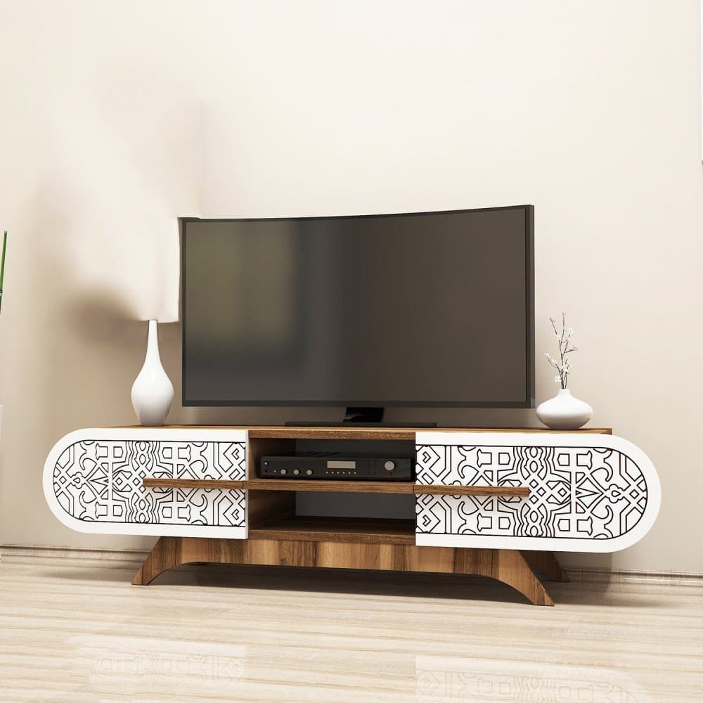 TV stolík Defne - Walnut White 1