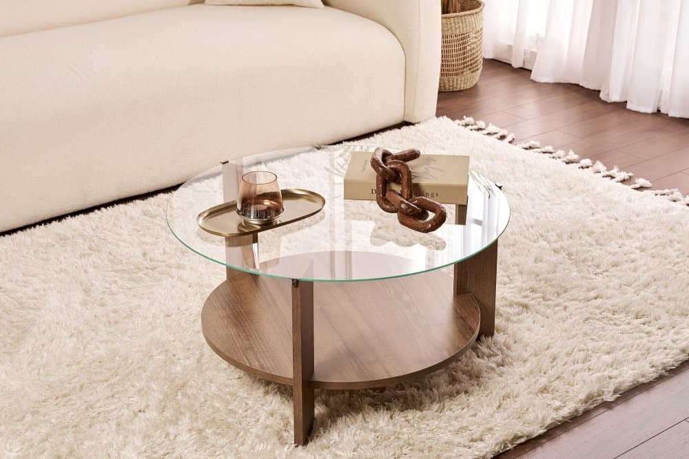 Konferenčný stolík Clara - Walnut, Transparent 1