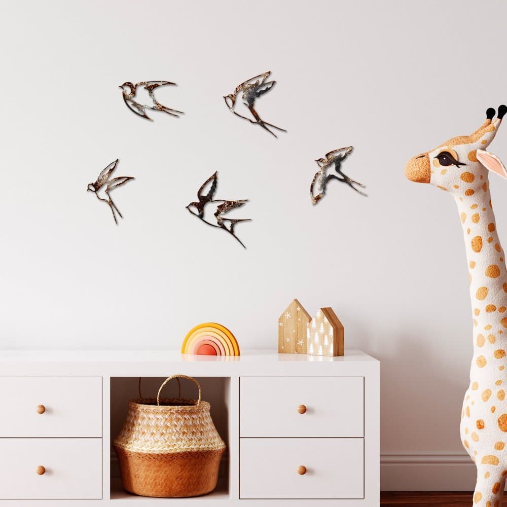 Dekoratívny kovový doplnok na stenu Birds-2