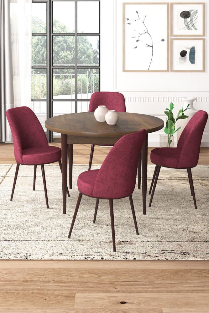 Dining Table & Chairs Set (5 Pieces) Tor - Baroque, Burgundy 1