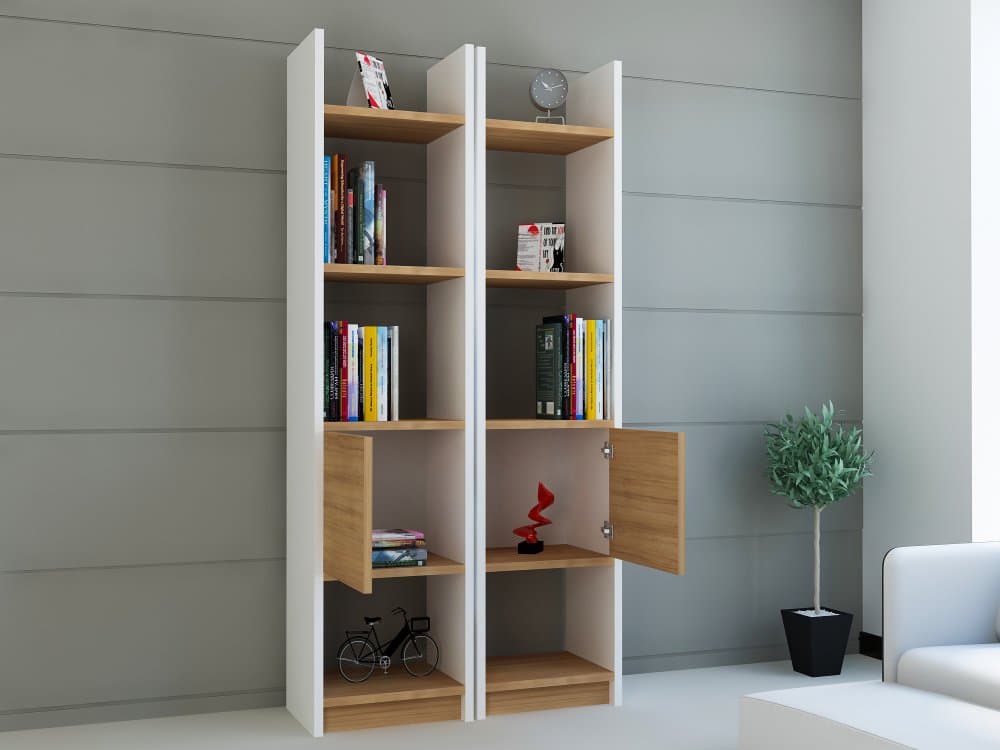 Knižnica Esbi 102 - White, Teak 1