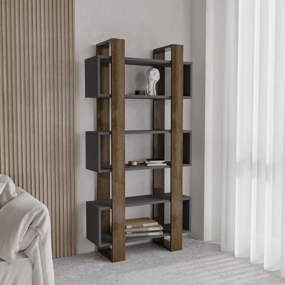 Knižnica Milano - Walnut, Anthracite