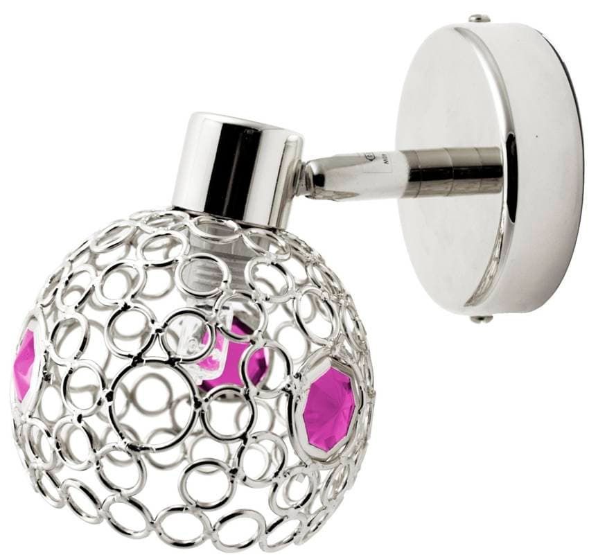 Nástenná lampa chróm + fialová bodová lampa Aron