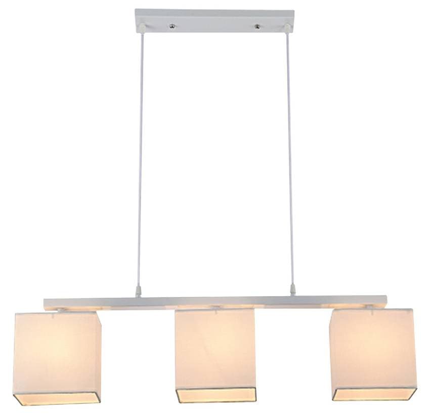 Závesná lampa biela + béžové tkané tienidlo 3x40W Boho 1