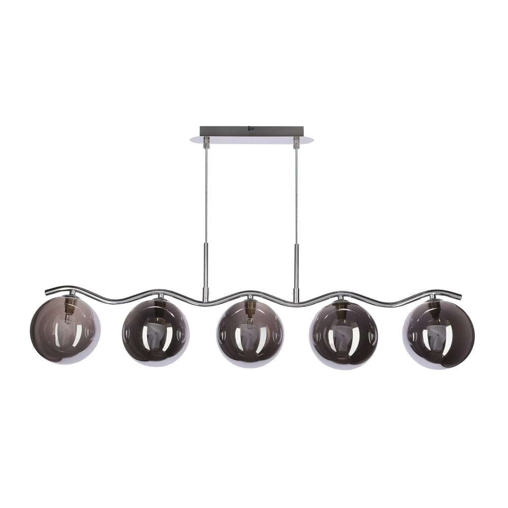 Stropná závesná lampa UMOS 5x20W G9 chróm grafitové sklenené tienidlo 14 cm moderné svietidlo do obývačky jedálne