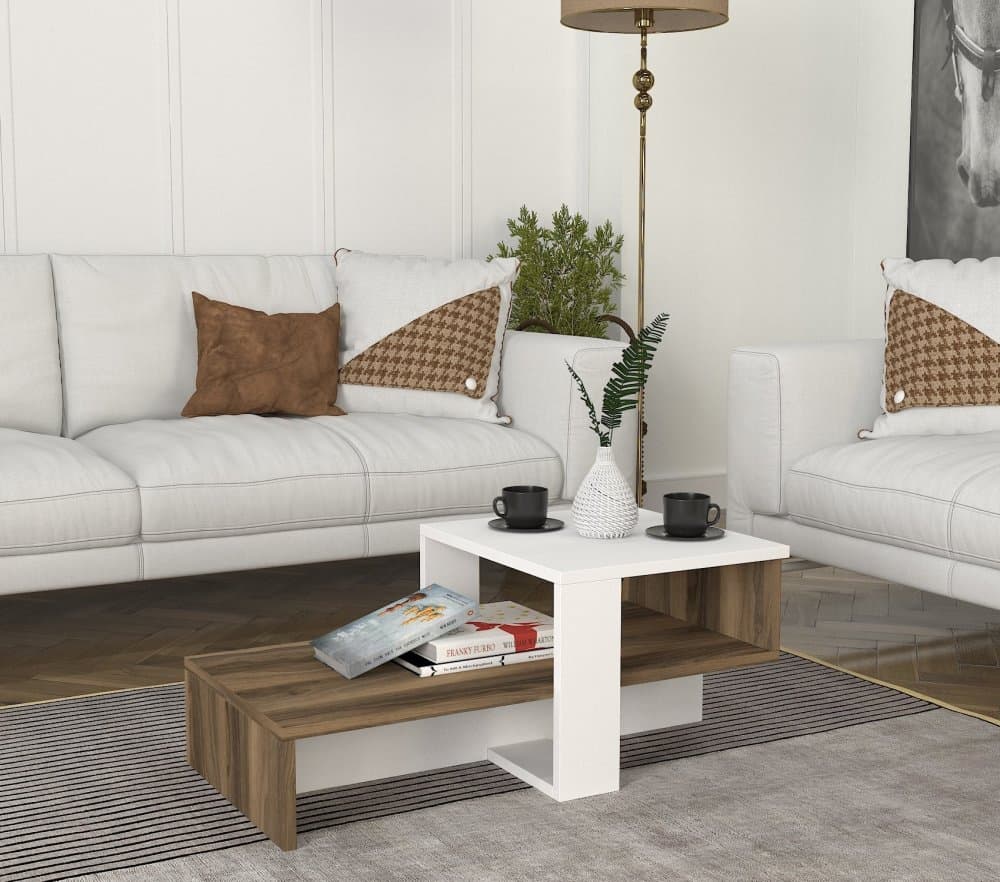 Konferenčný stolík Chain - White, Walnut