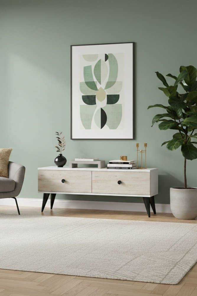 TV stolík Mona 120 - White, Travertine