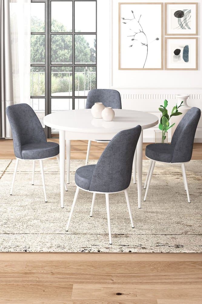 Dining Table & Chairs Set (5 Pieces) Tor - White, Fume 1