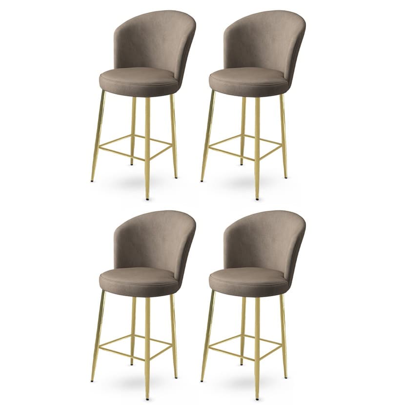 Bar Stool Set (4 Pieces) Fora - Cappuccino, Gold 1