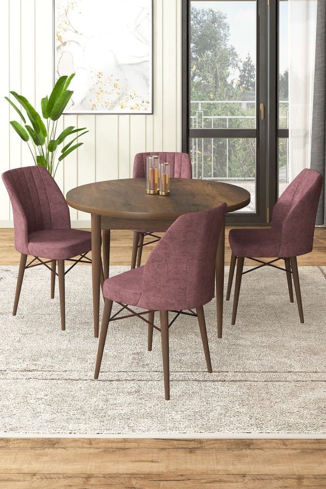Dining Table & Chairs Set (5 Pieces) Rox - Baroque, Dusty Rose 1