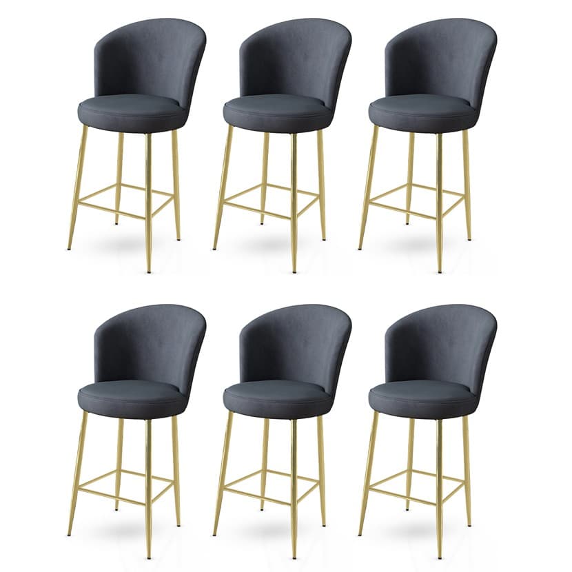 Bar Stool Set (6 Pieces) Fora - Anthracite, Gold 1