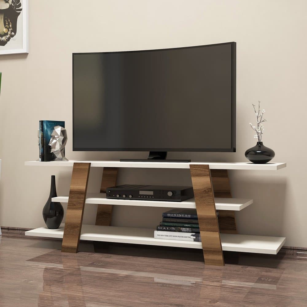 TV stolík Flower - Walnut, Cream 1