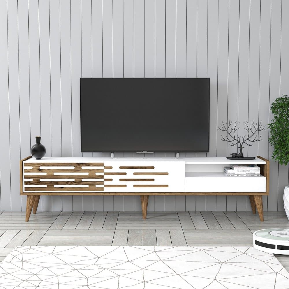 TV stolík Valensiya - Walnut, White 1