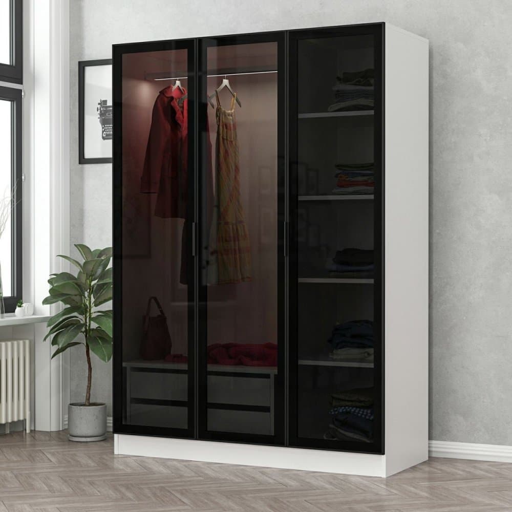 Šatníková skriňa Kale White Black - 2274