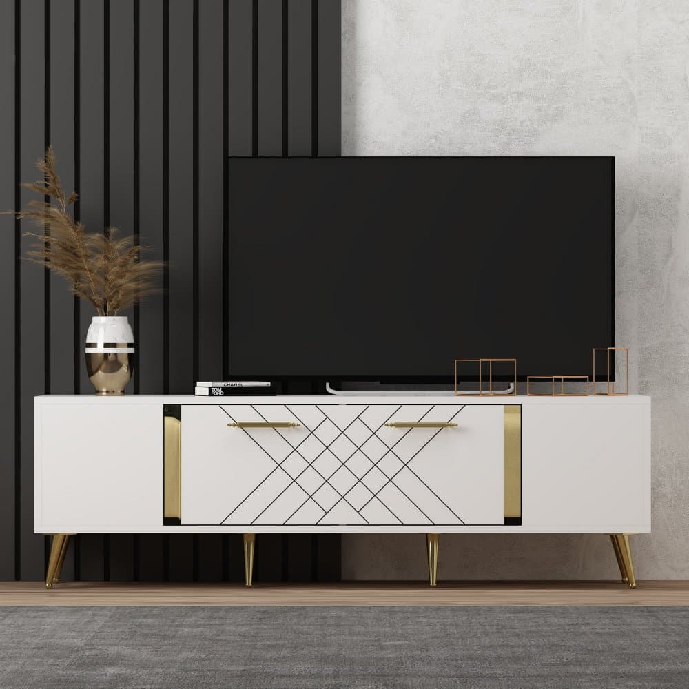 TV stolík Detas - White, Gold