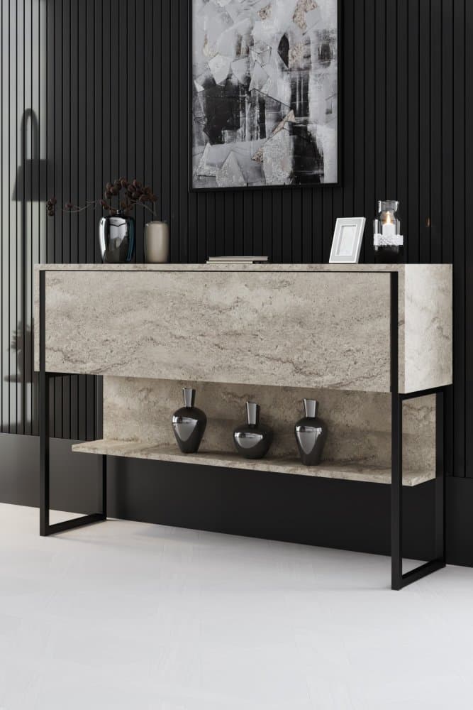Komoda Luxe - Travertine, Black 1