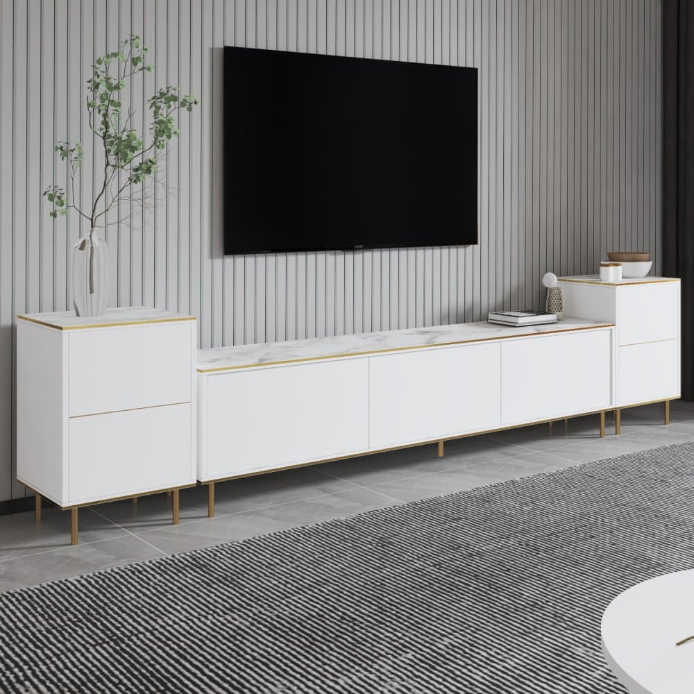 TV skrinka / Obývacia stena Imaj - Marble, White 1