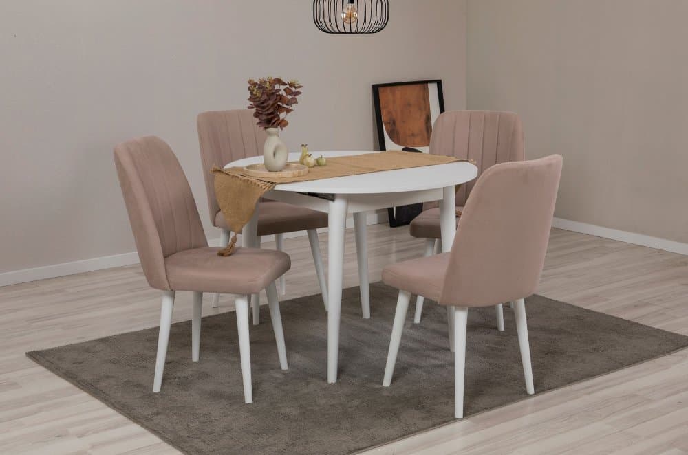 Jedálenský set s rozkladacím stolom a stoličkami (5 kusov) Vina 0900 - White, Stone 1